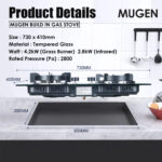 MUGEN Tempered Glass Built In Gas Hob / Tabletop Gas Cooker (7kW)