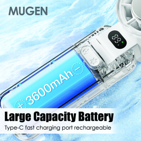 MUGEN Handheld Rechargeable Mini Foldable Portable Fan With Digital Display