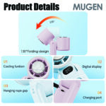 MUGEN Handheld Rechargeable Mini Foldable Portable Fan With Digital Display