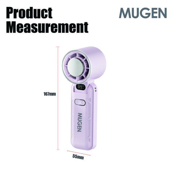 MUGEN Handheld Rechargeable Mini Foldable Portable Fan With Digital Display