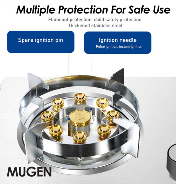 MUGEN Stainless Steel Built In Gas Hob / Tabletop Gas Cooker (10kW)